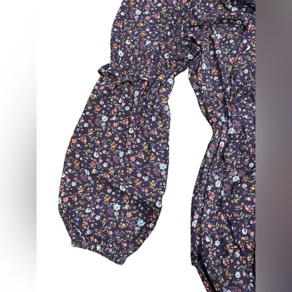 Anthropologie Current Air Purple Floral Ruffled Peasant Dress Long Sleeve-‎ S - Picture 6 of 10